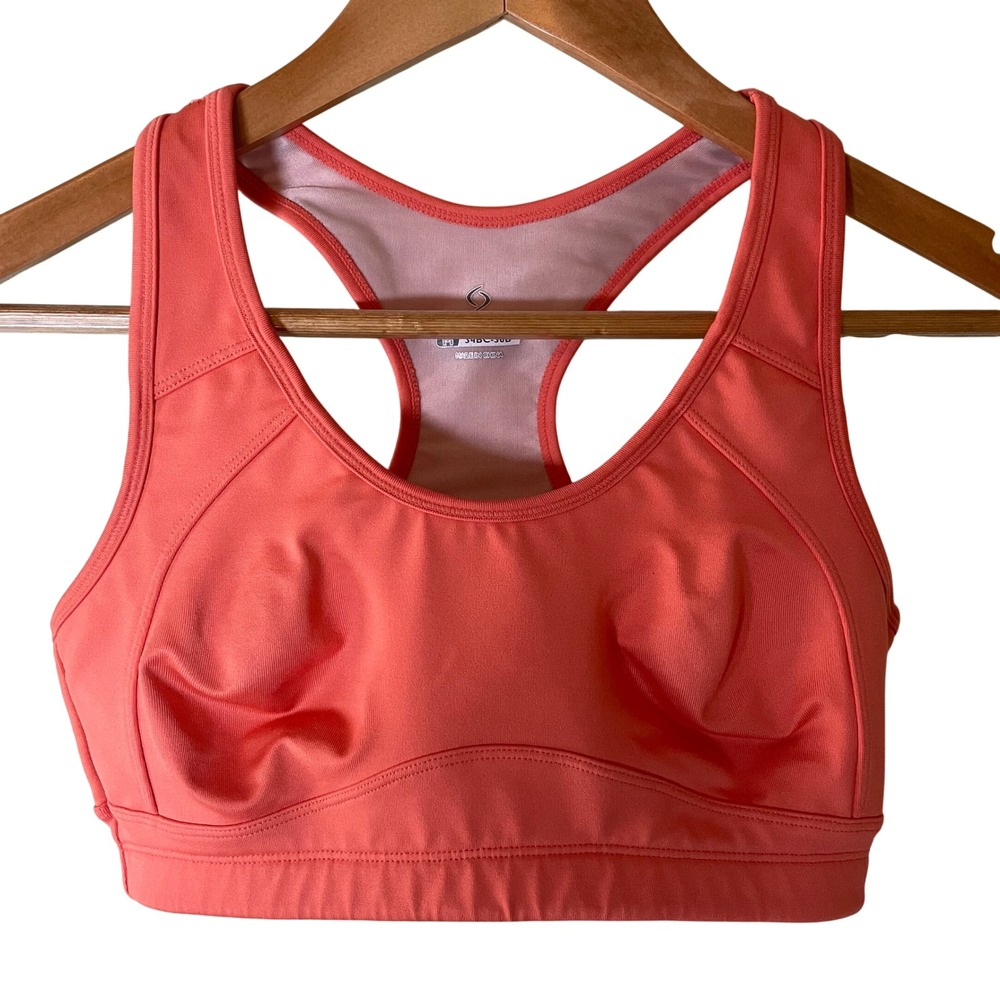 Moving Comfort Coral High Impact Racerback Sports Bra Size‎ M 34BC-36B Brooks